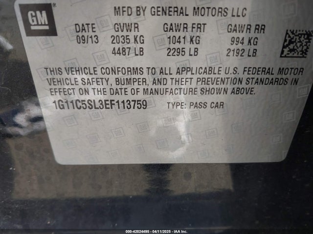 1G11C5SL3EF113759 Chevrolet MALIBU 1LT