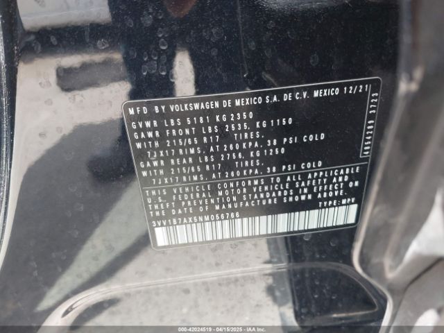 3VV1B7AX5NM056766 Volkswagen Tiguan 2.0t S