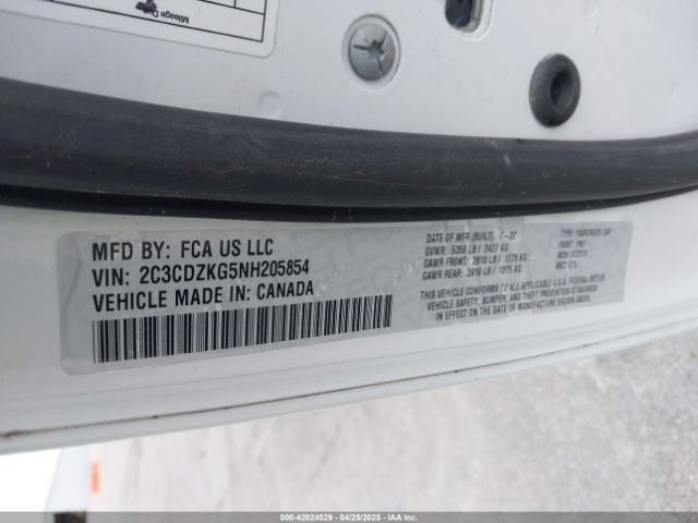 2C3CDZKG5NH205854 Dodge Challenger Gt Awd