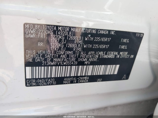 2T3RWRFV1LW055439 Toyota Rav4 Hybrid Xle