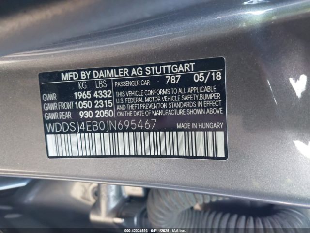 WDDSJ4EB0JN695467 Mercedes-Benz CLA 250