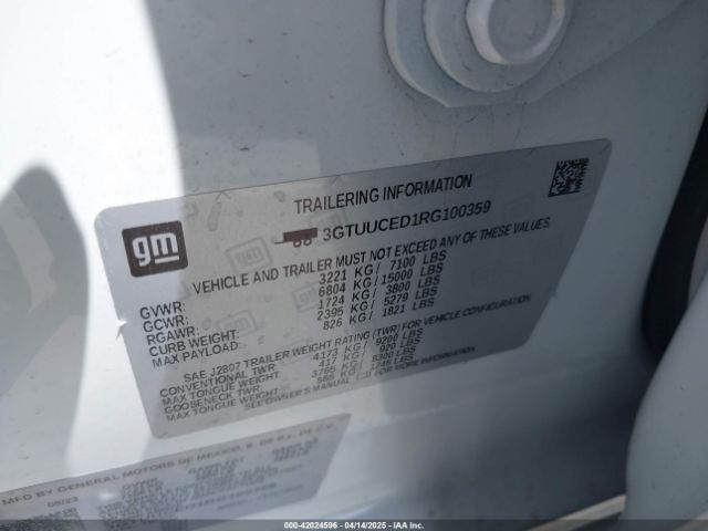 3GTUUCED1RG100359 GMC Sierra 1500 4wd  Short Box Elevation With 3sb