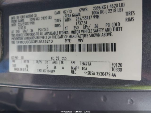 1FMCU0GX3EUA35213 Ford ESCAPE SE