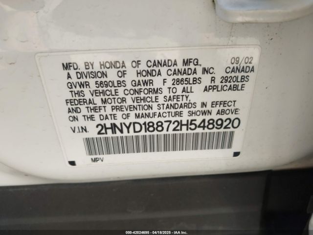 2002 ACURA MDX 2HNYD18872H548920 Photo 8