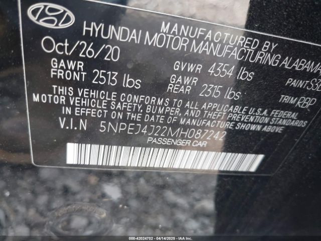 5NPEJ4J22MH087242 Hyundai Sonata Sel Plus