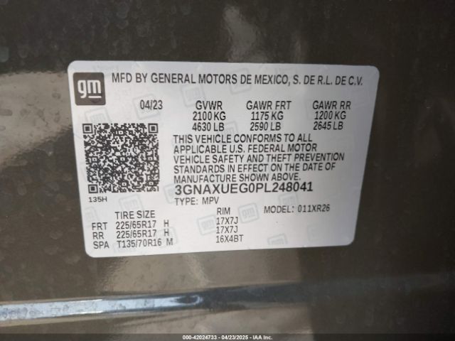 3GNAXUEG0PL248041 Chevrolet Equinox Awd Lt