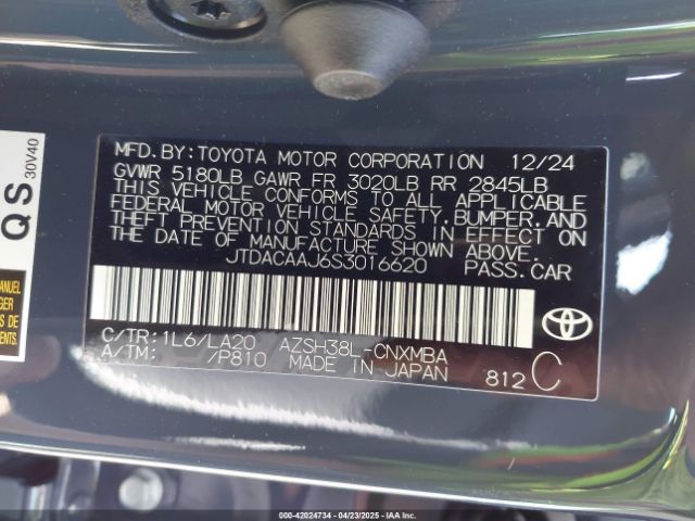 JTDACAAJ6S3016620 Toyota Crown Signia Xle