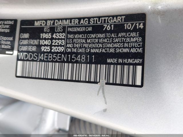 WDDSJ4EB5EN154811 Mercedes-Benz CLA 250