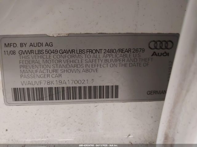 2009 AUDI A4 WAUVF78K19A170021 Photo 8