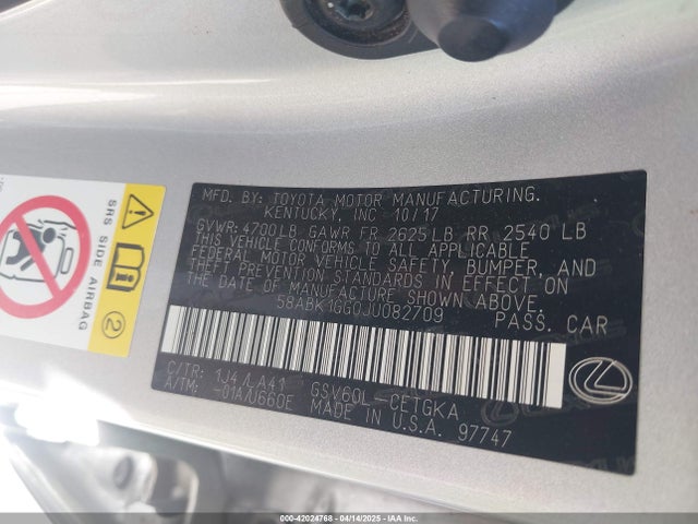 58ABK1GG0JU082709 Lexus ES 350