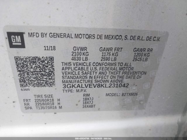 3GKALVEV8KL231042 GMC Terrain Slt