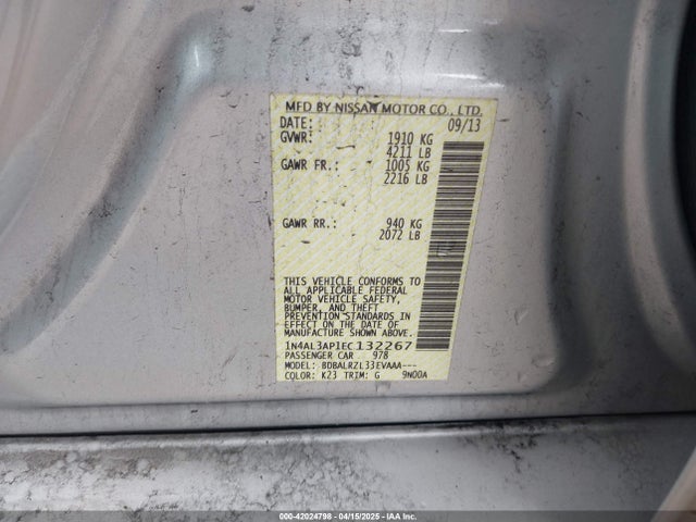 Nissan Altima 2.5 S 2014 1N4AL3AP1EC132267 Image 9