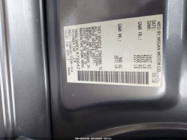 1N4AL3AP8JC476642 Nissan Altima 2.5 Sr