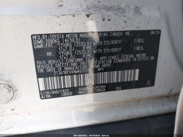 2T3G1RFV4RW467031 Toyota RAV4 LE