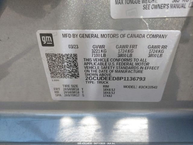 2GCUDEED8P1136793 Chevrolet Silverado 1500 4wd  Short Bed Rst