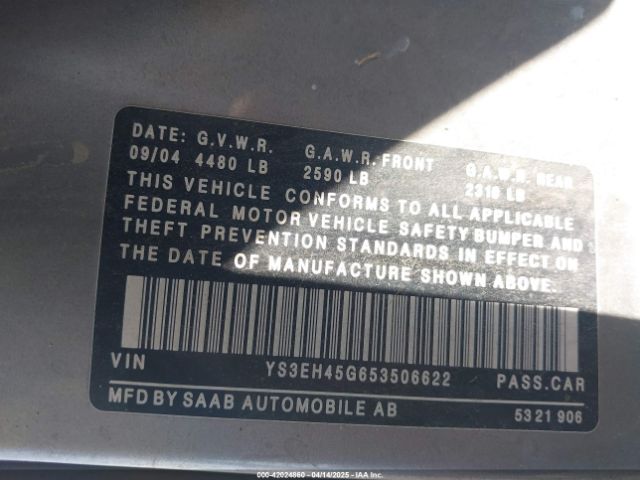 2005 SAAB 9-5 YS3EH45G653506622 Photo 8