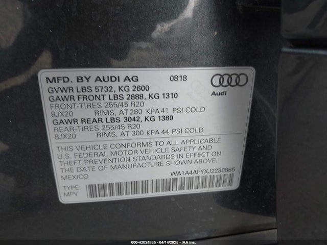 WA1A4AFYXJ2238885 Audi Sq5 3.0t Premium Plus