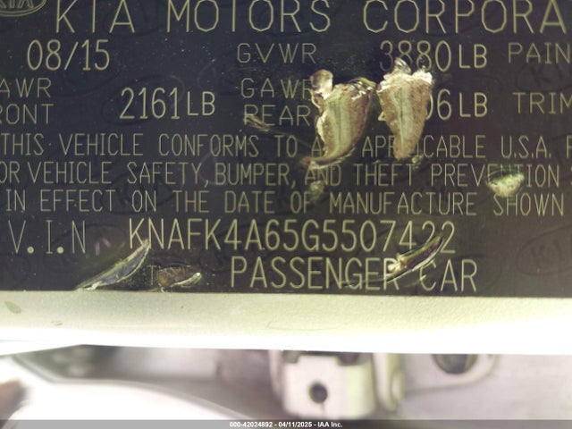 KIA FORTE LX 2016 KNAFK4A65G5507422 Image 9