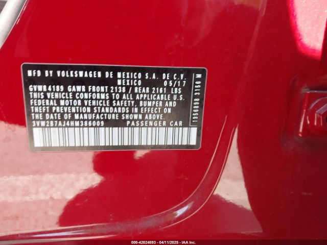 3VW2B7AJ4HM386009 Volkswagen 1.4 tsi