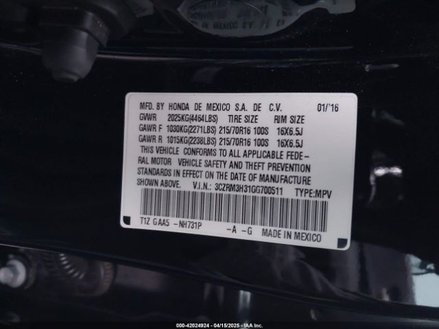 3CZRM3H31GG700511 Honda CR-V LX