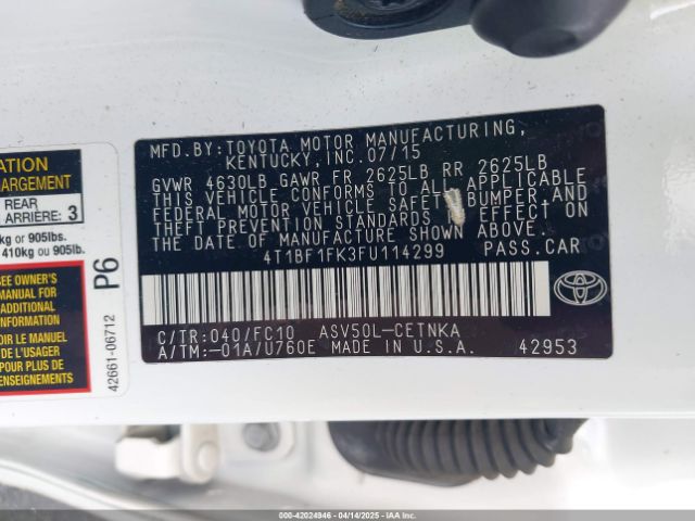 4T1BF1FK3FU114299 Toyota CAMRY LE