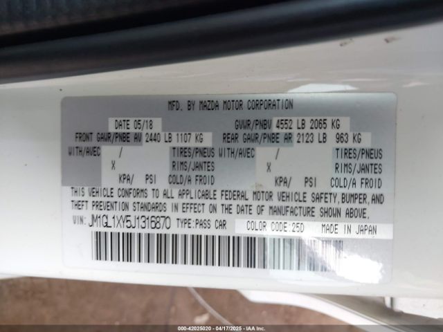 2018 MAZDA MAZDA6 JM1GL1XY5J1316870 Photo 8