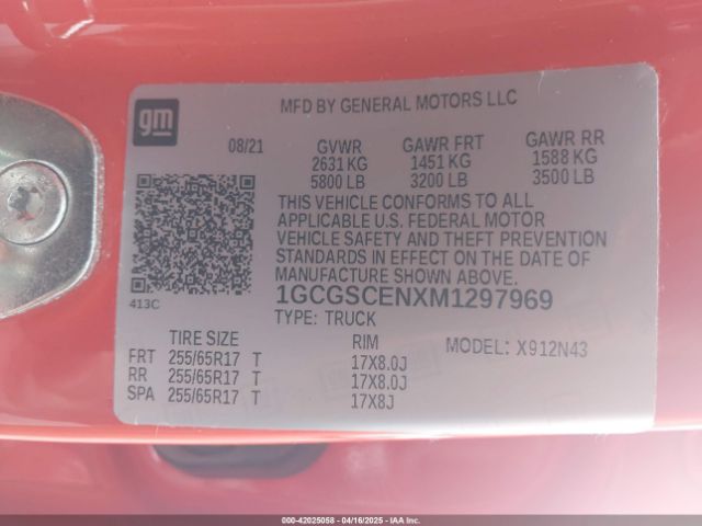 1GCGSCENXM1297969 Chevrolet lgz - di, vvt, alum, var2, gen 2