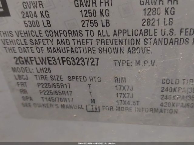 2GKFLWE31F6323727 GMC Terrain Sle-2