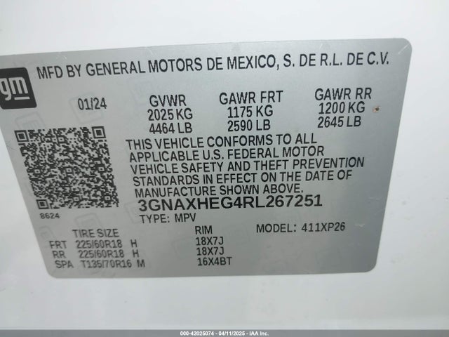 3GNAXHEG4RL267251 Chevrolet Equinox Fwd Ls