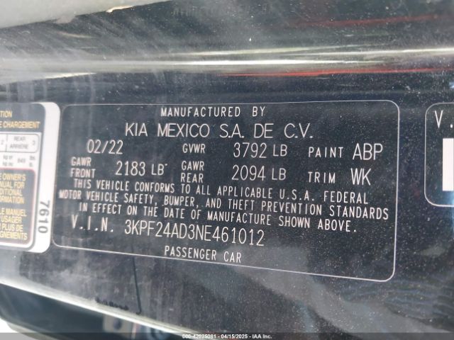 2022 KIA FORTE 3KPF24AD3NE461012 Photo 8