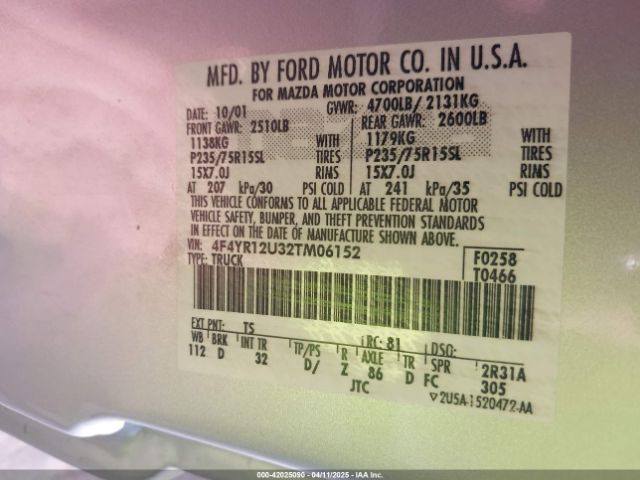 2002 MAZDA B3000 4F4YR12U32TM06152 Photo 8