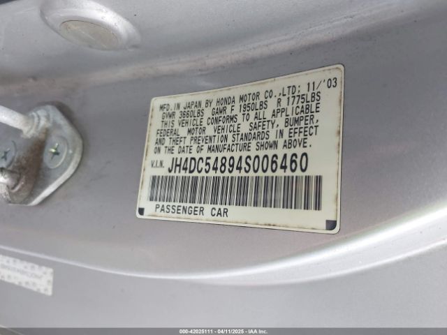 2004 ACURA RSX JH4DC54894S006460 Photo 8
