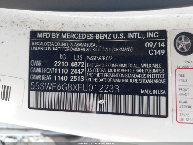 55SWF6GBXFU012233 Mercedes-Benz C 400 4matic