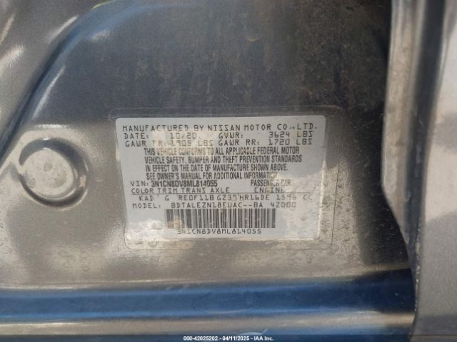 3N1CN8DV8ML814055 Nissan Versa S Xtronic Cvt
