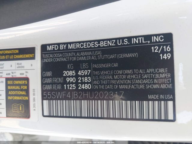 2017 MERCEDES-BENZ C 300 55SWF4JB2HU202317 Photo 8