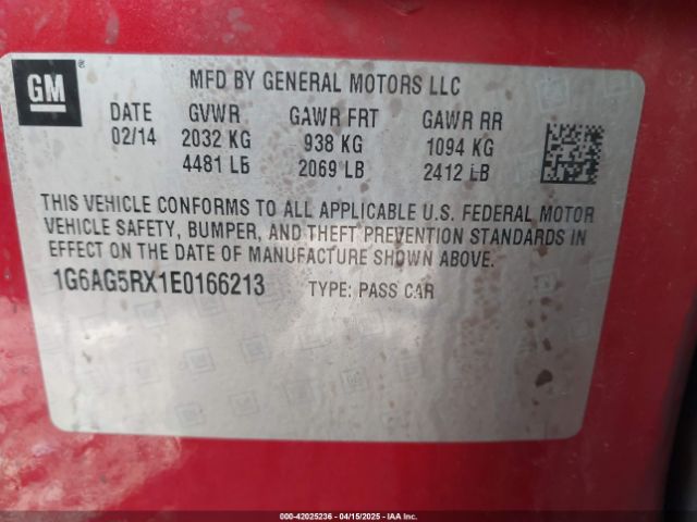 1G6AG5RX1E0166213 Cadillac Ats Standard