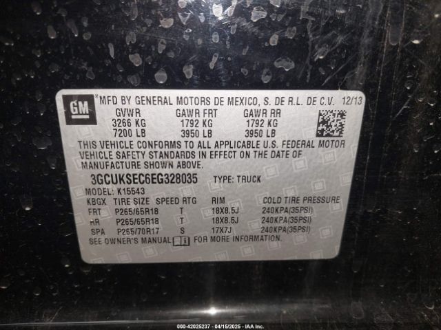 3GCUKSEC6EG328035 Chevrolet Silverado 1500 2lz