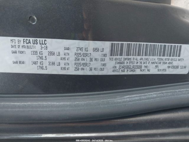 2C4RDGBG2JR223288 Dodge Grand Caravan Se Plus
