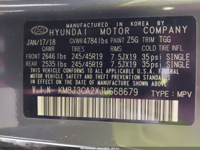 KM8J3CA2XJU668679 Hyundai Tucson Value