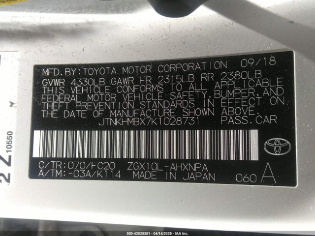 JTNKHMBX7K1028731 Toyota C-HR LE