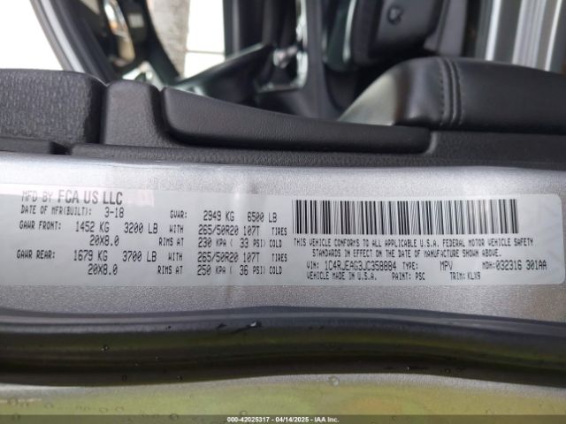 1C4RJEAG3JC358884 Jeep Grand Cherokee Altitude 4x2