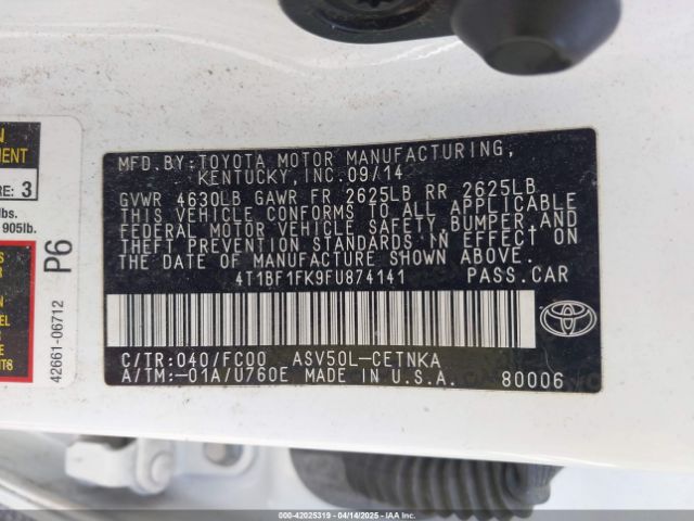 4T1BF1FK9FU874141 Toyota CAMRY LE