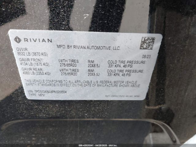 2023 RIVIAN R1S 7PDSGABA8PN020504 Photo 8