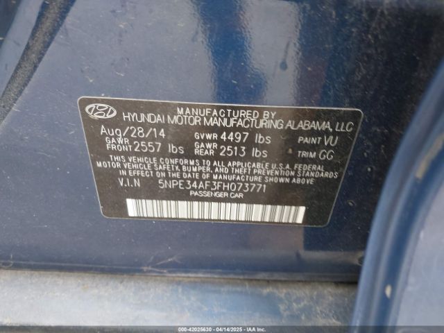 5NPE34AF3FH073771 Hyundai Sonata Sport