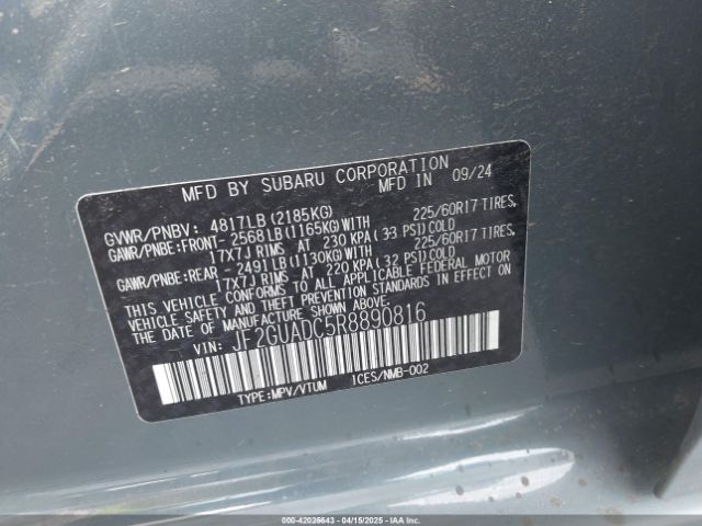 JF2GUADC5R8890816 Subaru Crosstrek Premium