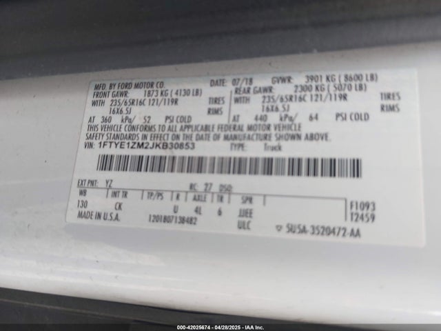 1FTYE1ZM2JKB30853 Ford Transit-150