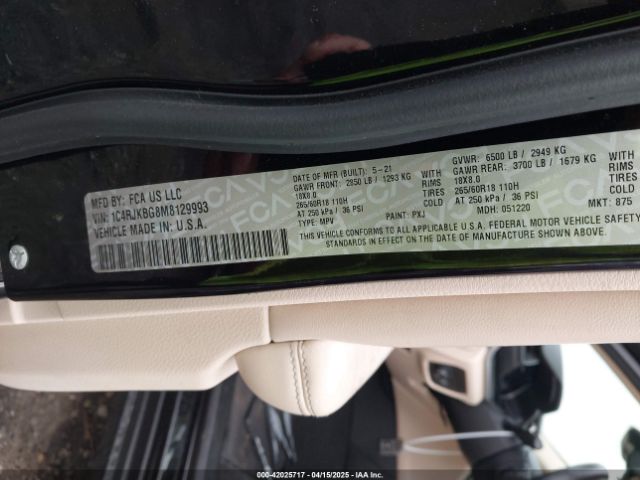 2021 JEEP GRAND CHEROKEE L 1C4RJKBG8M8129993 Photo 8