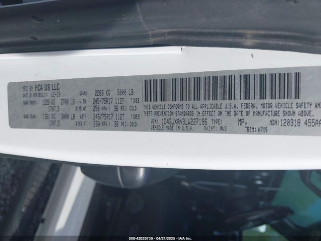 2020 JEEP WRANGLER 1C4GJXAN3LW227196 Photo 8
