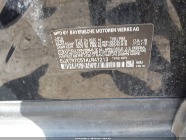 5UXTR7C51KLR47213 BMW X3 Sdrive30i