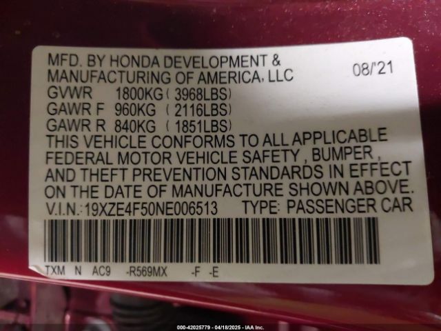 19XZE4F50NE006513 Honda INSIGHT EX